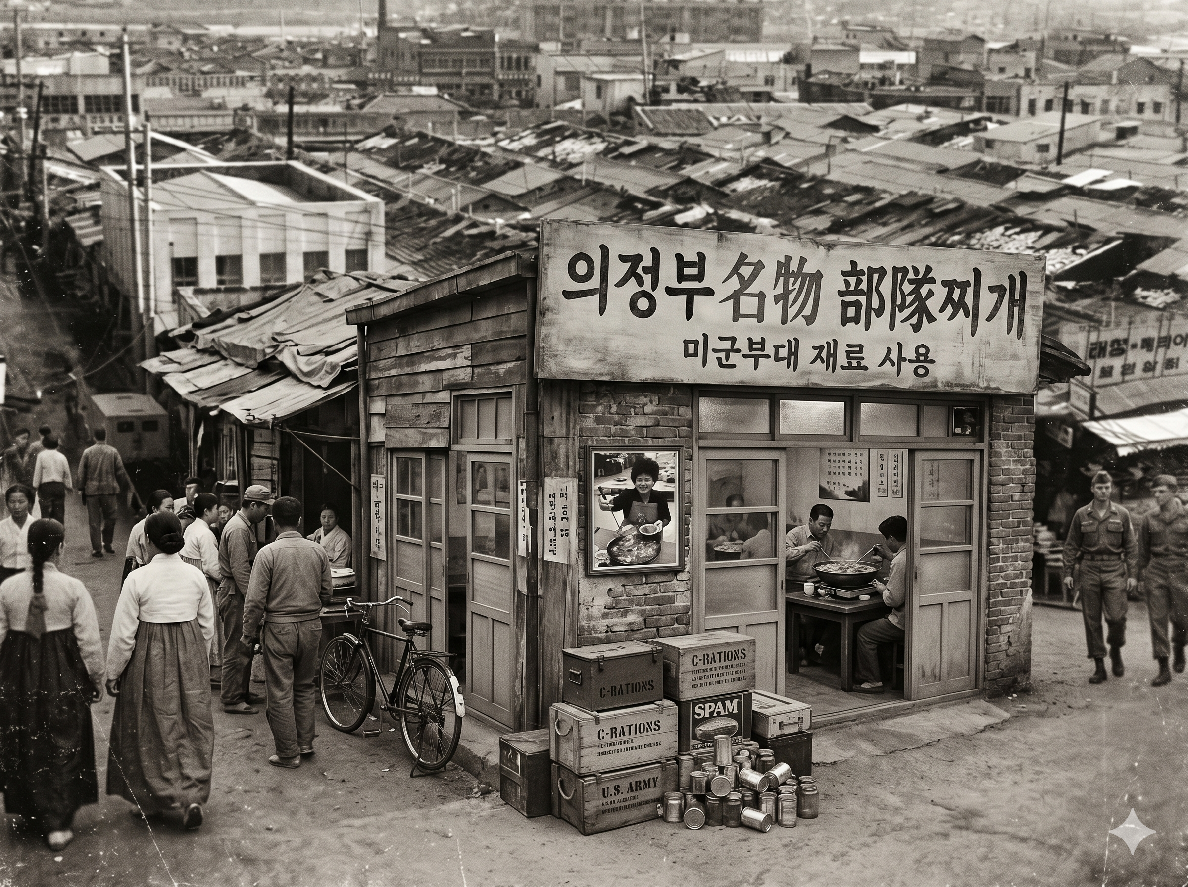 Old restaurant street near a US military base — the birthplace of budae jjigae culture