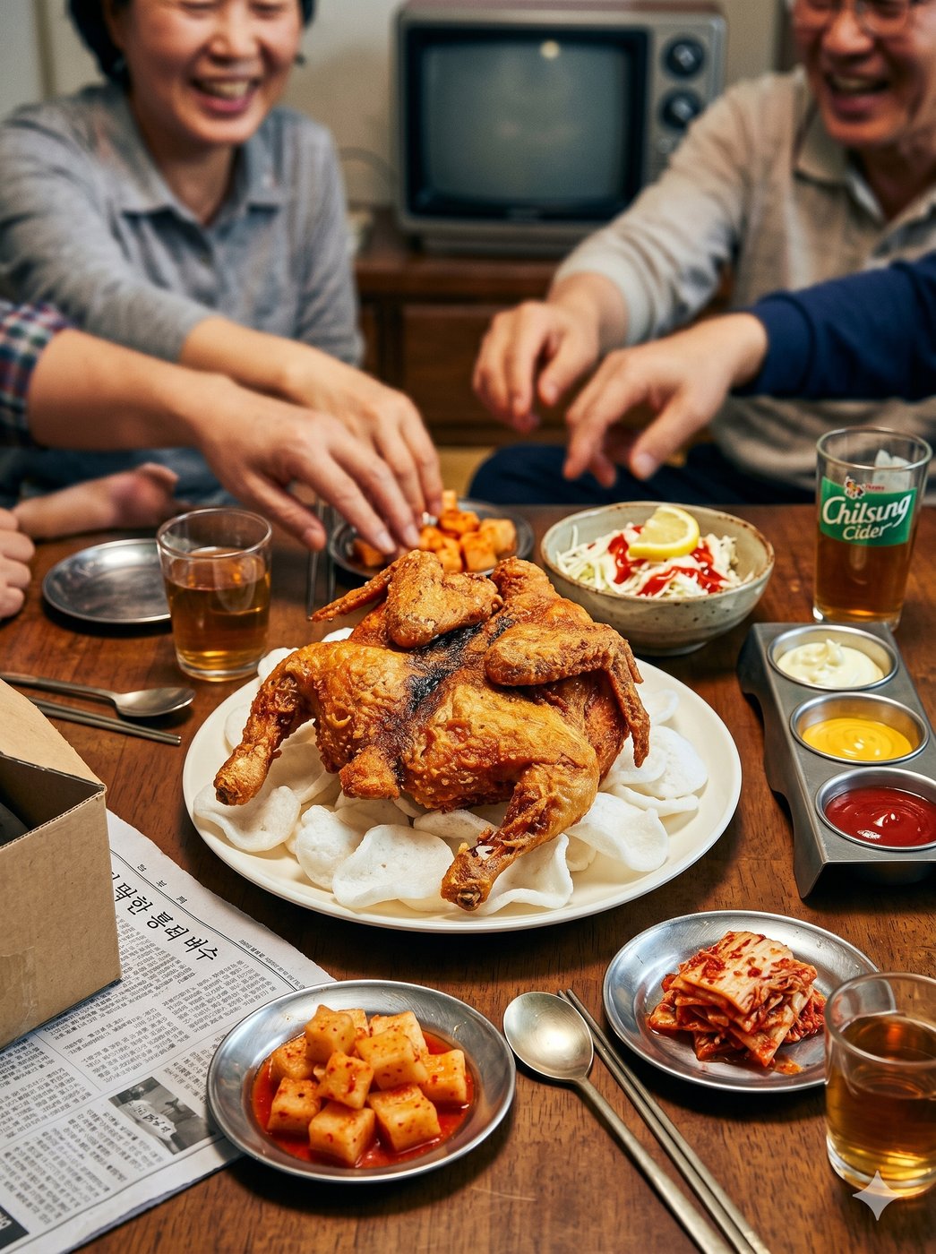1960년대 통닭 — Korean whole roasted chicken 1960s retro style