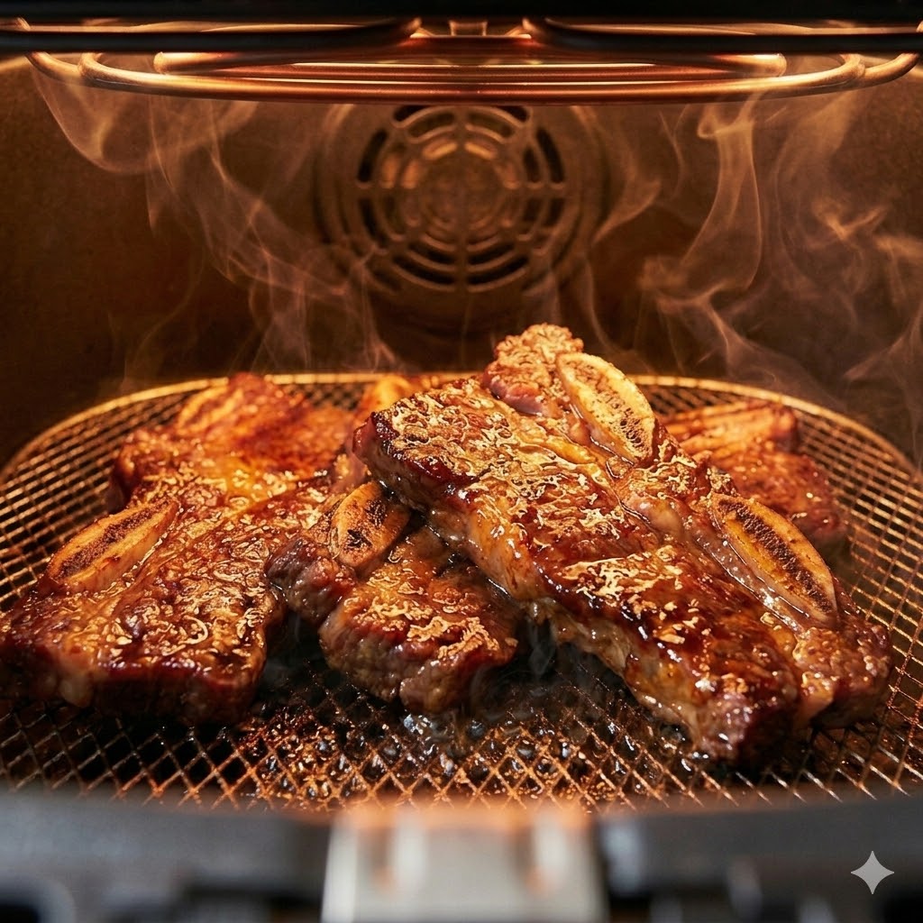 LA galbi cooked in an air fryer — modern home method