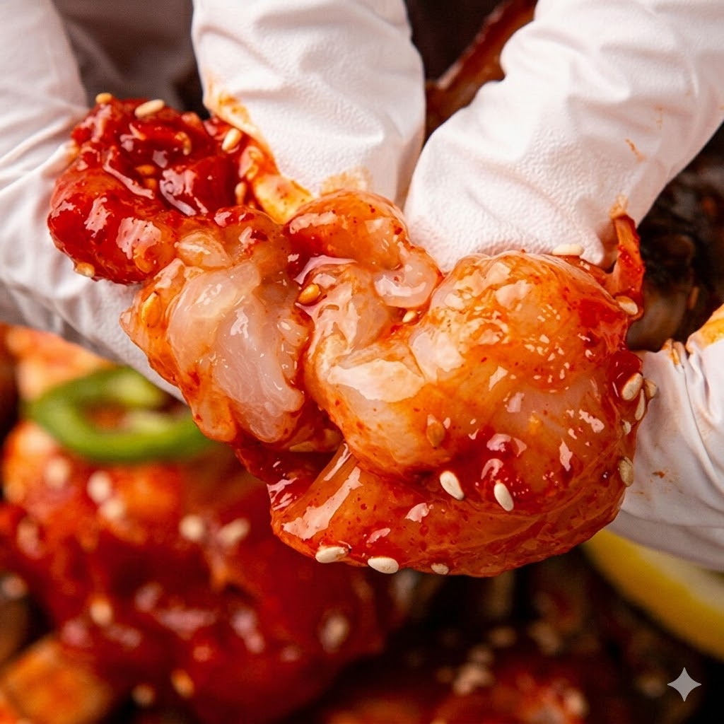 양념게장 클로즈업 — Yangnyeom gejang spicy marinated crab