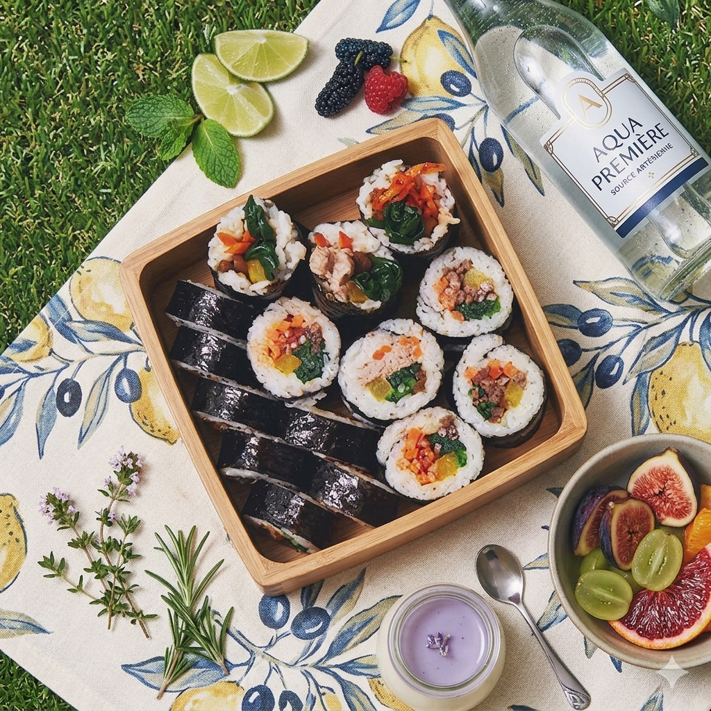 소풍 도시락 김밥 — Korean picnic gimbap outdoor