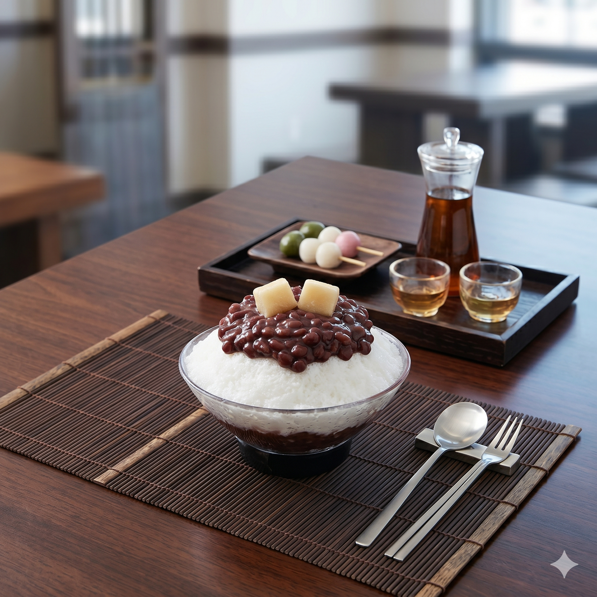 정통 팥빙수 — 우유빙수 위에 통팥이 올라간 전통 스타일