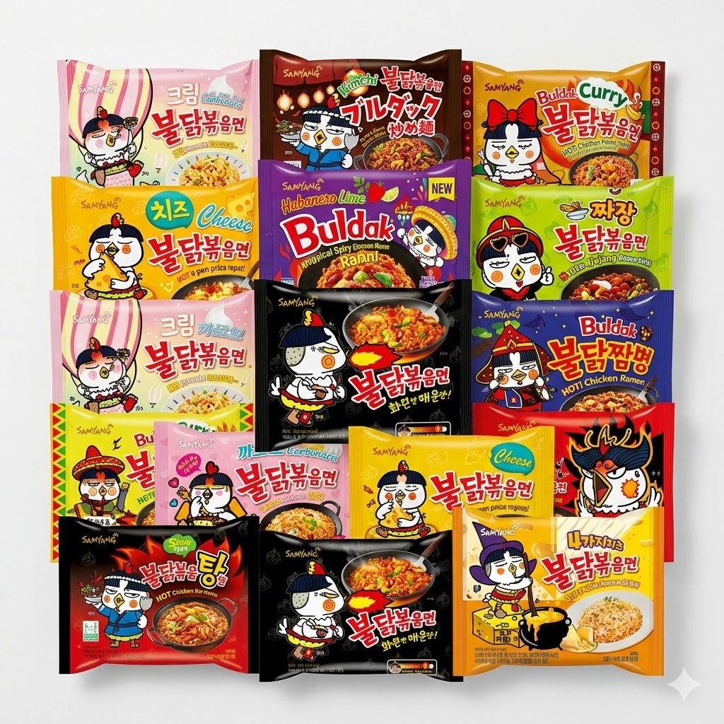 불닭볶음면과 로제 불닭볶음면 — Buldak and Rose Buldak Ramyeon