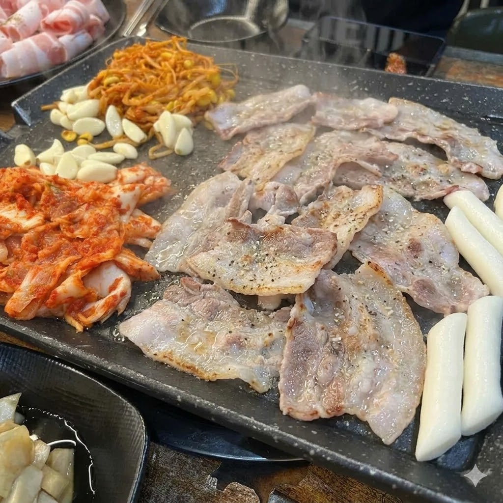 대패삼겹살 — Thinly shaved frozen samgyeopsal