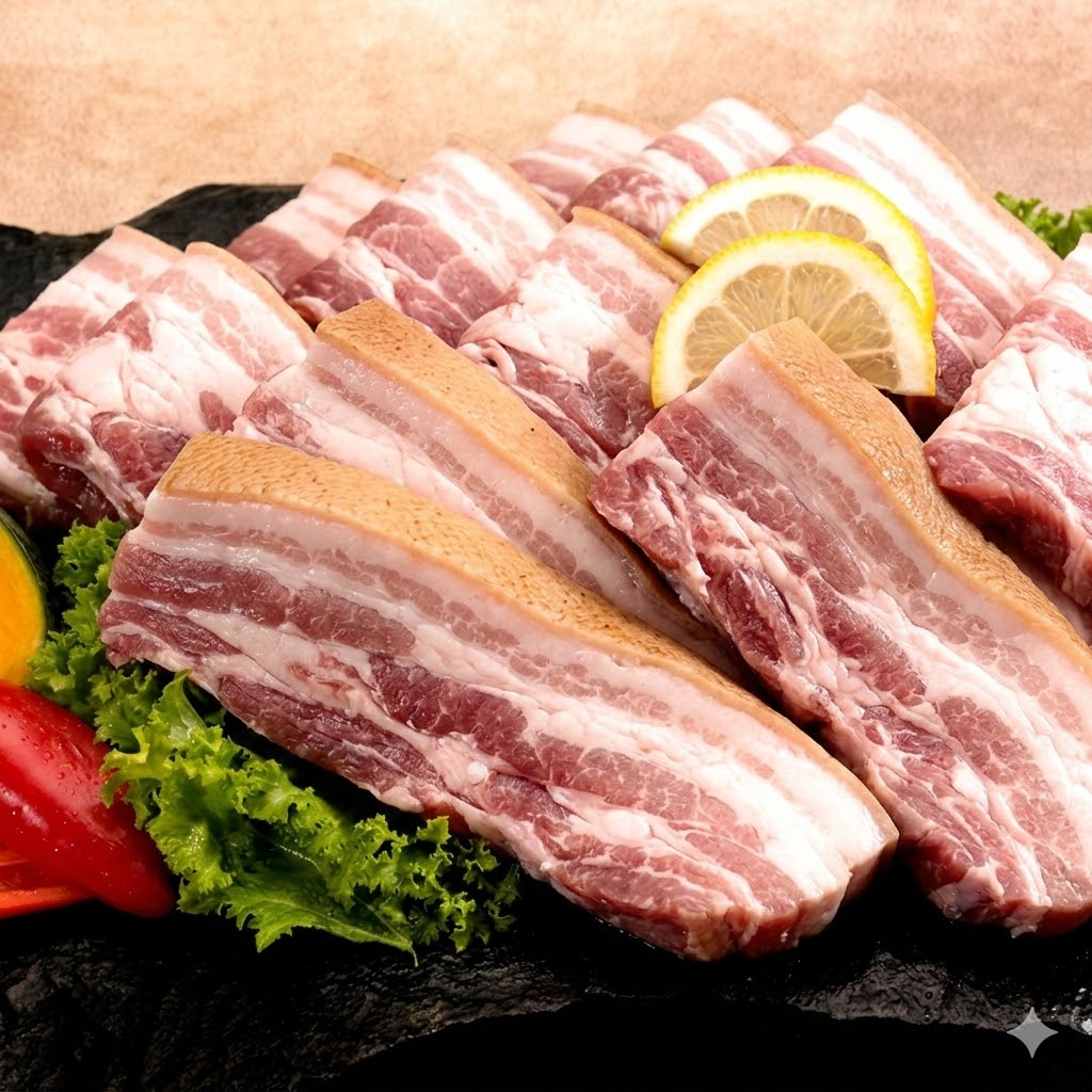 오겹살 — Skin-on pork belly five layers