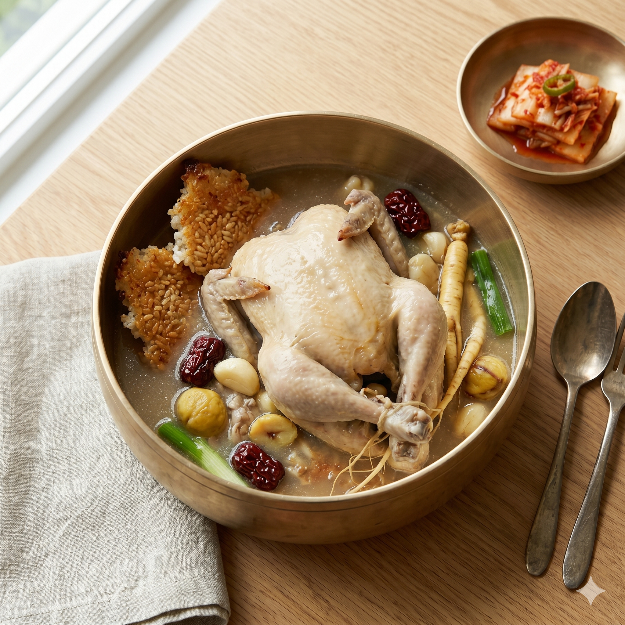 누룽지 삼계탕 — Nurungji samgyetang with scorched rice