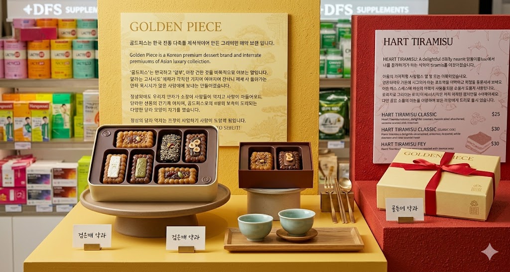 인천공항 면세점 한과 코너 — 약과 선물 세트 진열